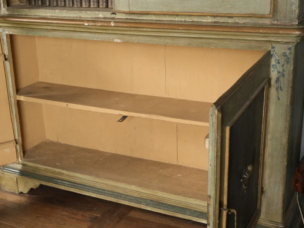 18th-Century Italian Green Hutch Bookcase, Florence 108"