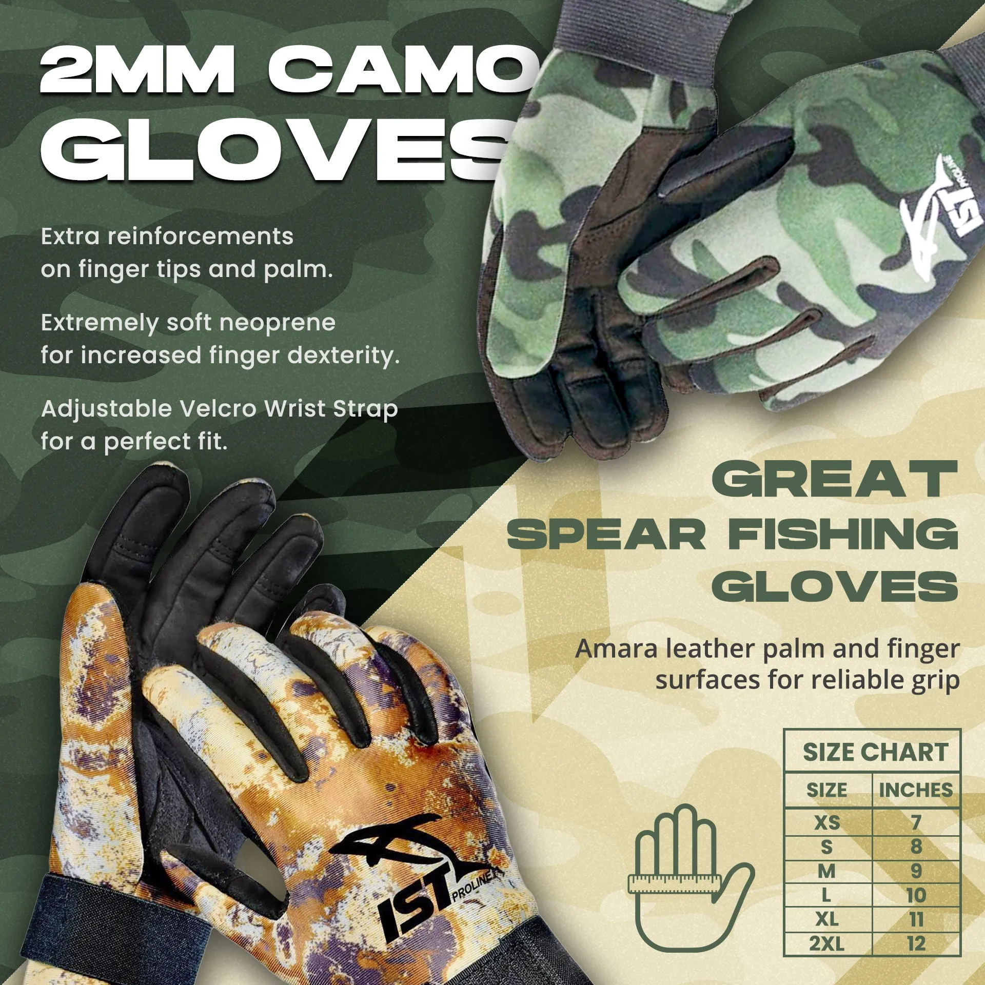 2mm Green Camo Gloves