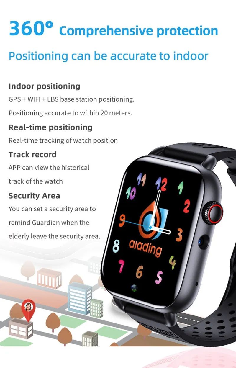 4G Android 9.0 SIM Card Video Call Dual Camera Gps Sports Smart Watch