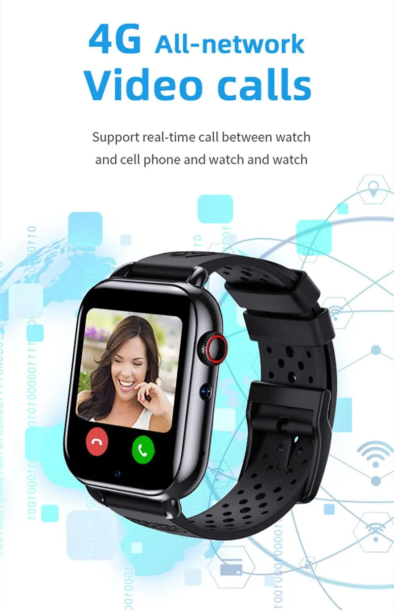 4G Android 9.0 SIM Card Video Call Dual Camera Gps Sports Smart Watch