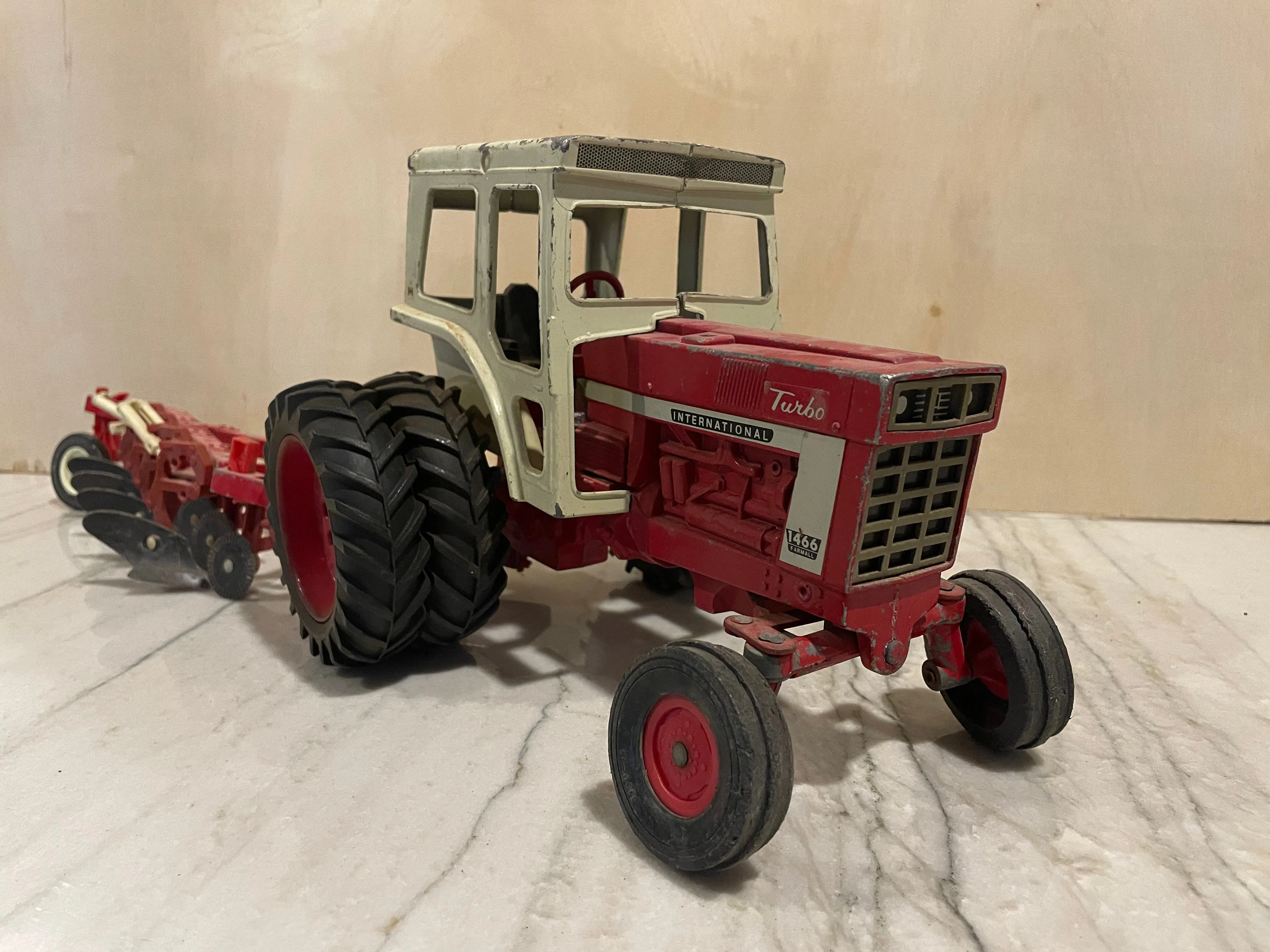 60’s International Turbo 1466 Tractor Toy with Ertl Plow