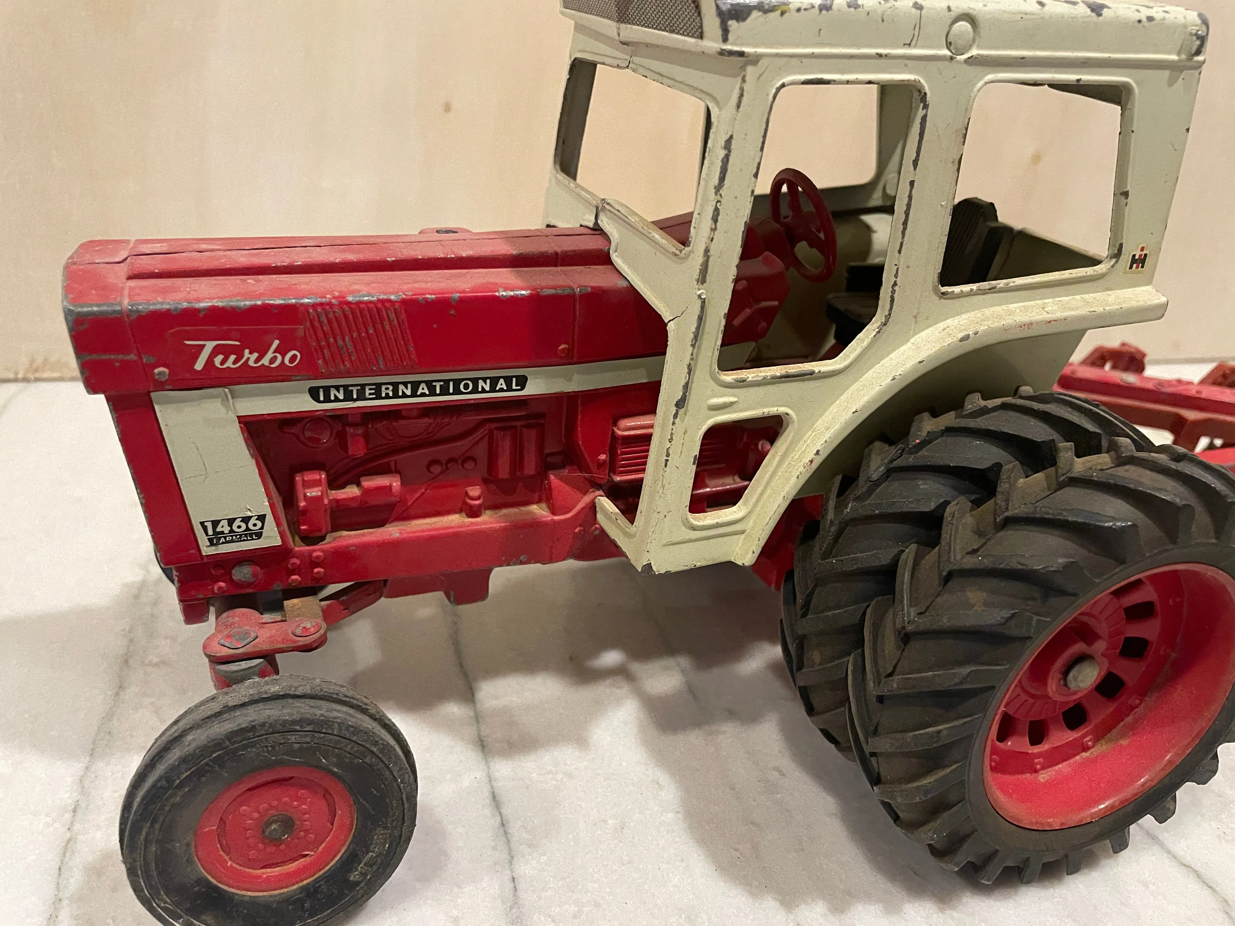 60’s International Turbo 1466 Tractor Toy with Ertl Plow