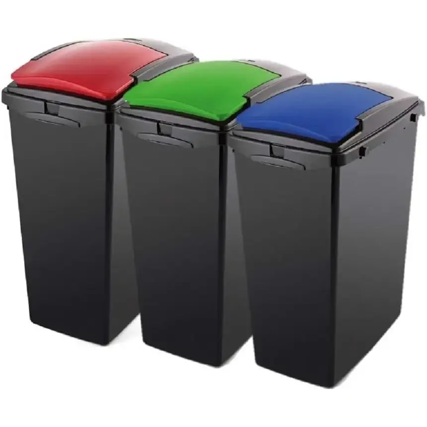 Addis 3 Piece Recycling Utility Bin Set Red/Green/Blue 3x40L