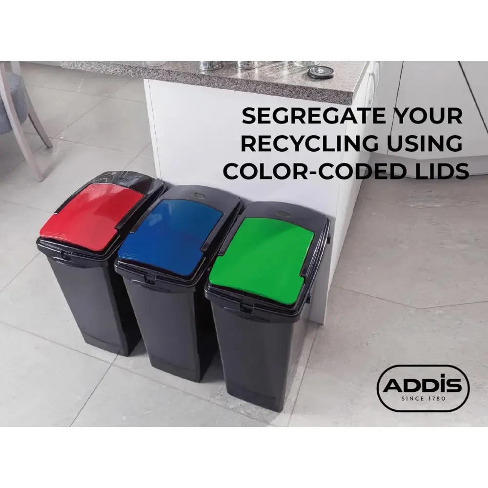 Addis 3 Piece Recycling Utility Bin Set Red/Green/Blue 3x40L