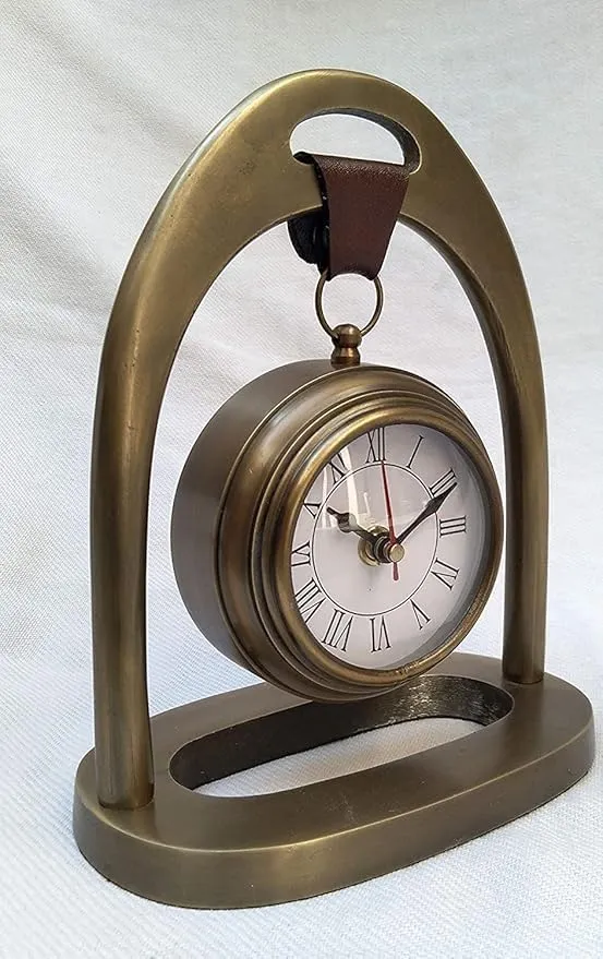 AGS Instruments, Antique Style Aluminium Table Clock 6" Size with Hanging On Stand centrally