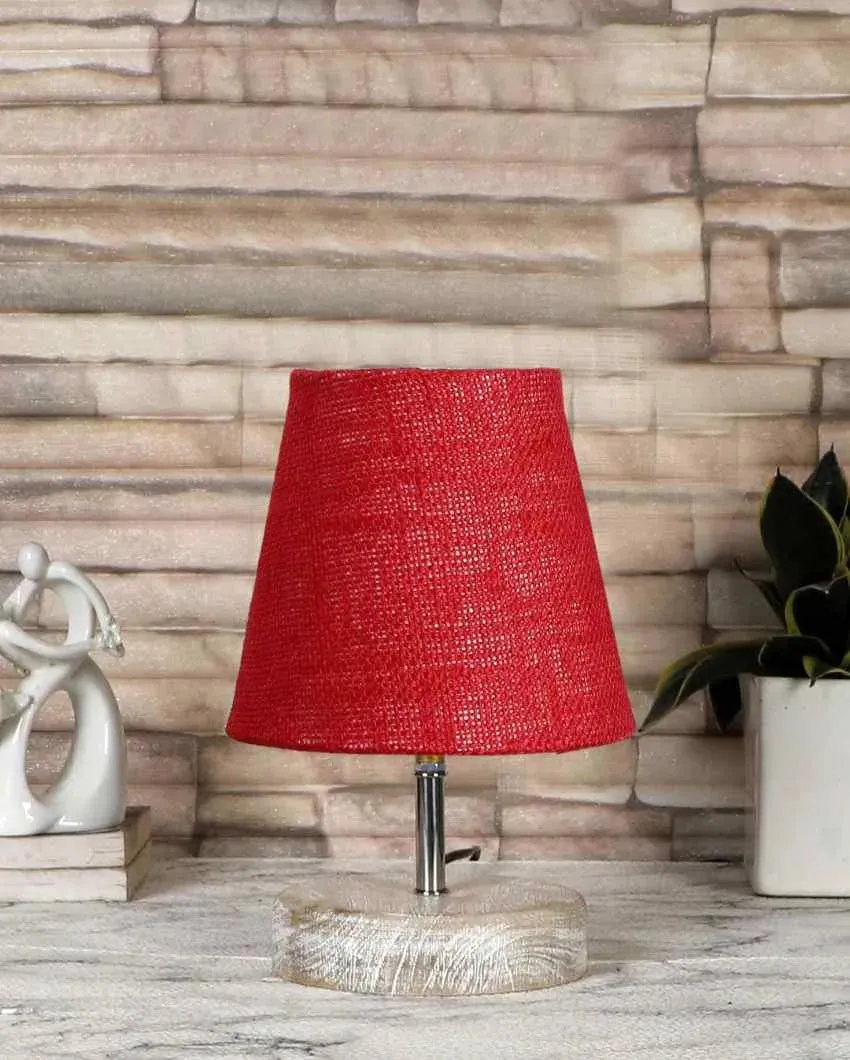 Antique Jute Round White Brushed Wood Table Lamp | Multiple Colors | 6 x 8 inches