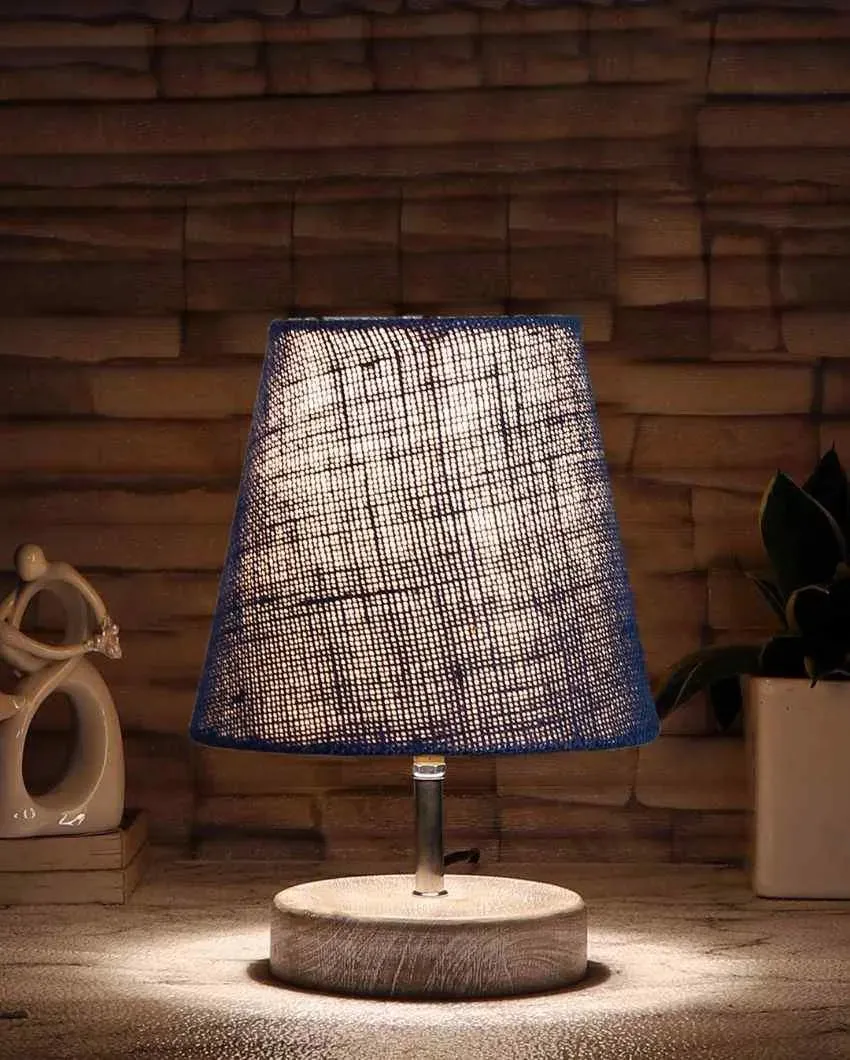 Antique Jute Round White Brushed Wood Table Lamp | Multiple Colors | 6 x 8 inches