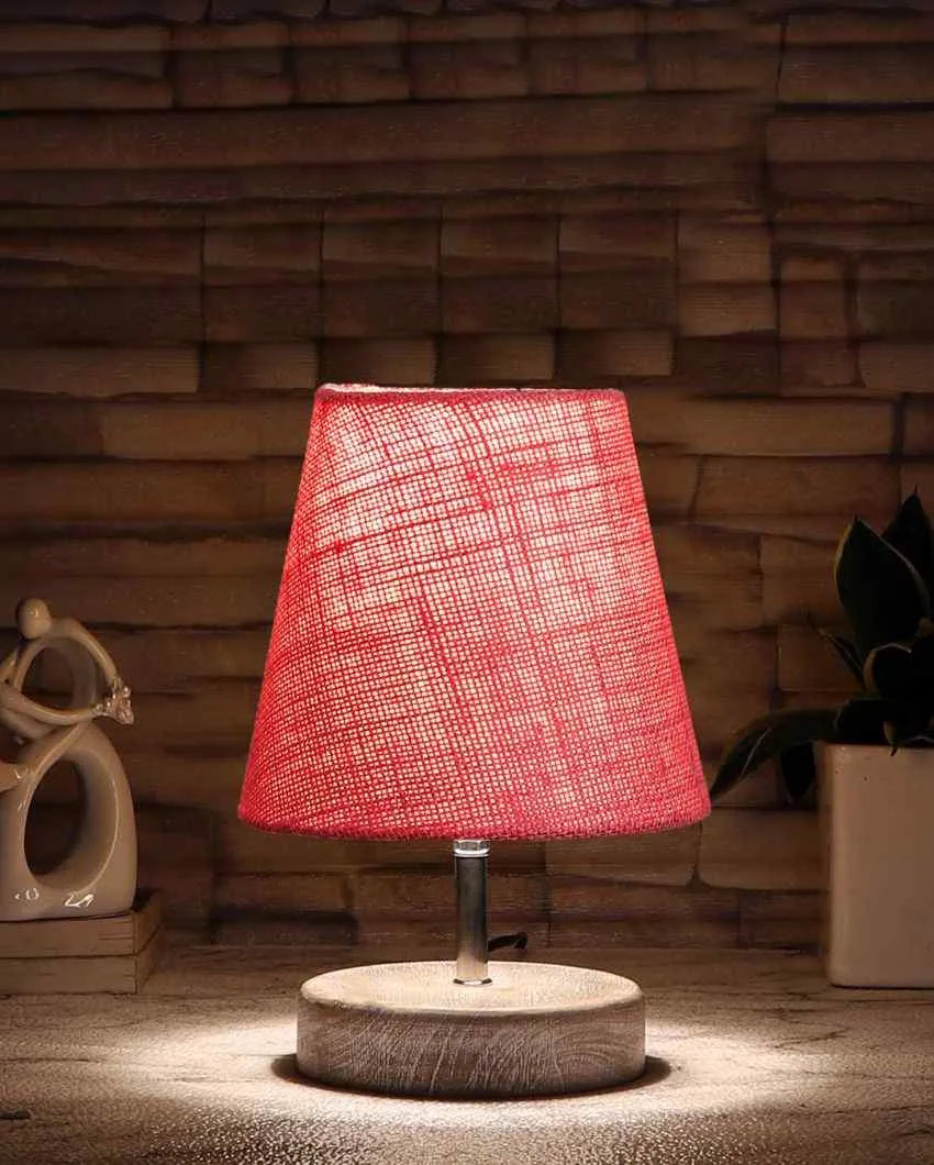 Antique Jute Round White Brushed Wood Table Lamp | Multiple Colors | 6 x 8 inches