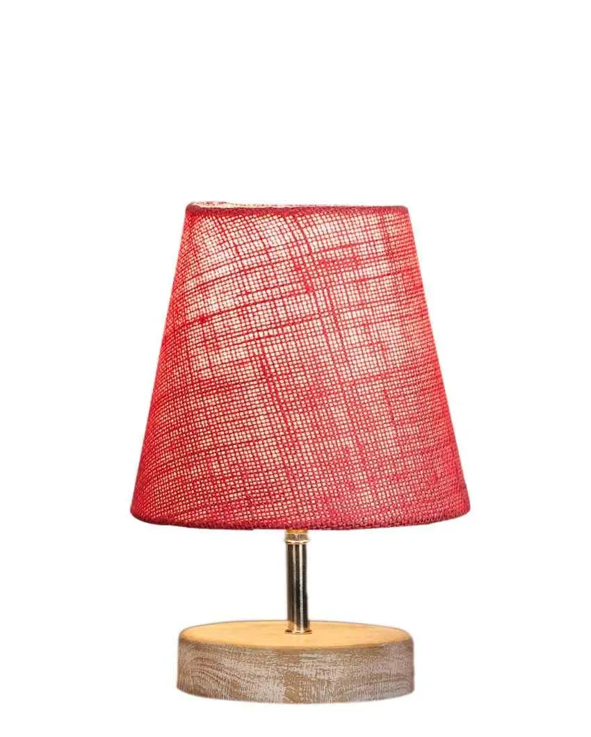 Antique Jute Round White Brushed Wood Table Lamp | Multiple Colors | 6 x 8 inches