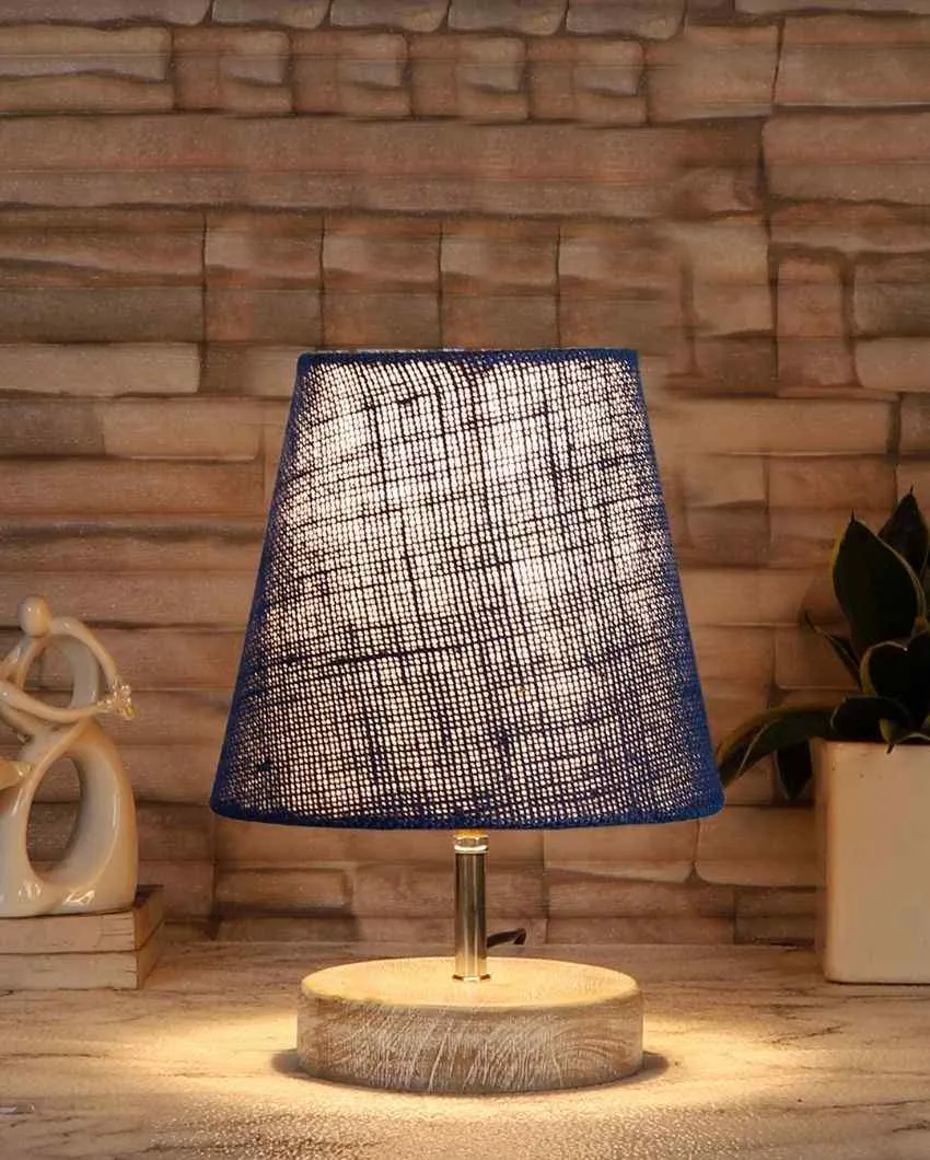 Antique Jute Round White Brushed Wood Table Lamp | Multiple Colors | 6 x 8 inches