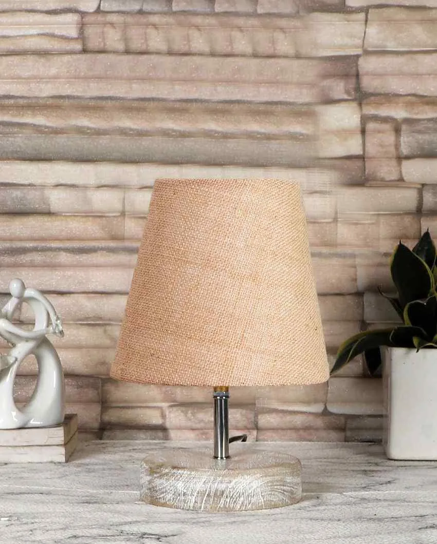 Antique Jute Round White Brushed Wood Table Lamp | Multiple Colors | 6 x 8 inches