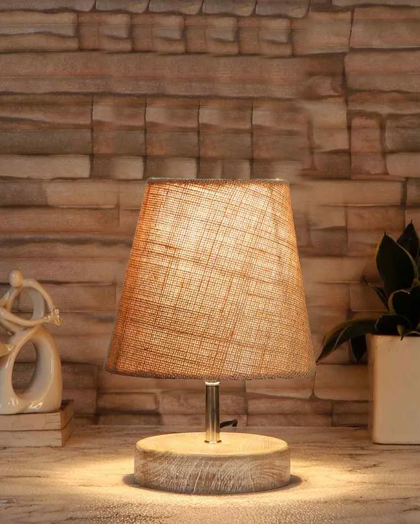 Antique Jute Round White Brushed Wood Table Lamp | Multiple Colors | 6 x 8 inches