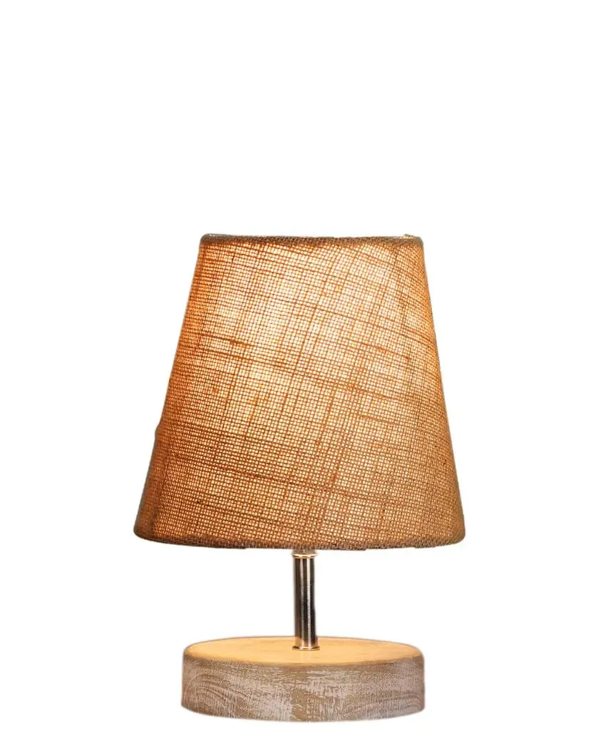 Antique Jute Round White Brushed Wood Table Lamp | Multiple Colors | 6 x 8 inches