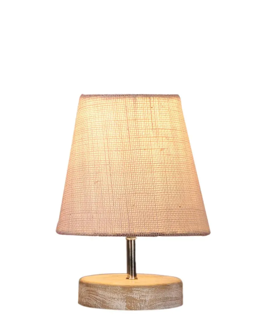 Antique Jute Round White Brushed Wood Table Lamp | Multiple Colors | 6 x 8 inches