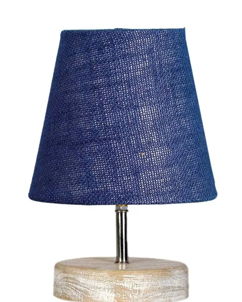 Antique Jute Round White Brushed Wood Table Lamp | Multiple Colors | 6 x 8 inches