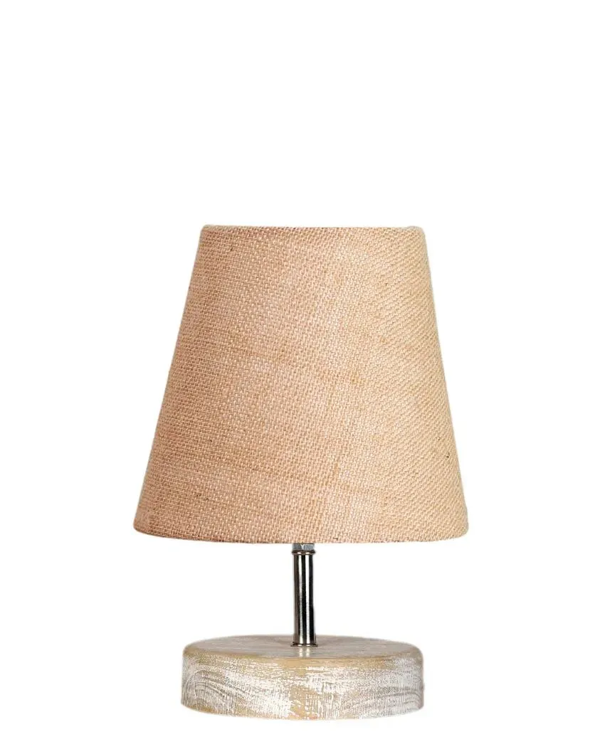 Antique Jute Round White Brushed Wood Table Lamp | Multiple Colors | 6 x 8 inches