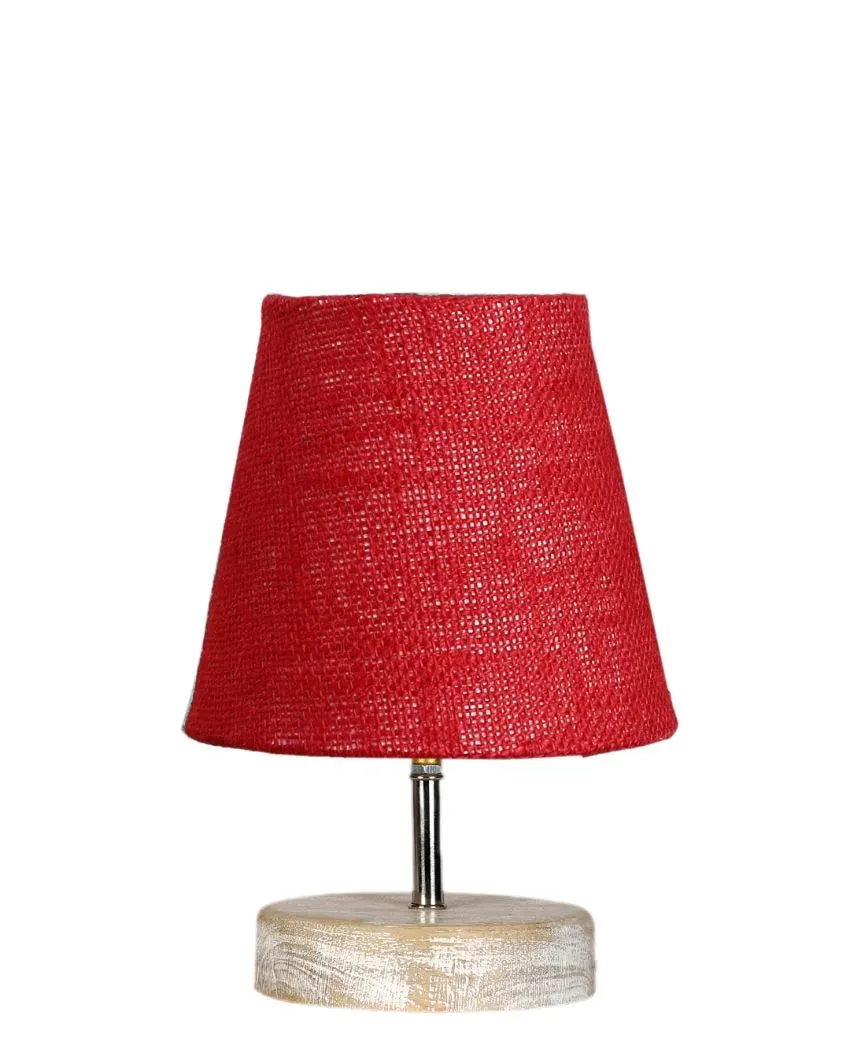 Antique Jute Round White Brushed Wood Table Lamp | Multiple Colors | 6 x 8 inches