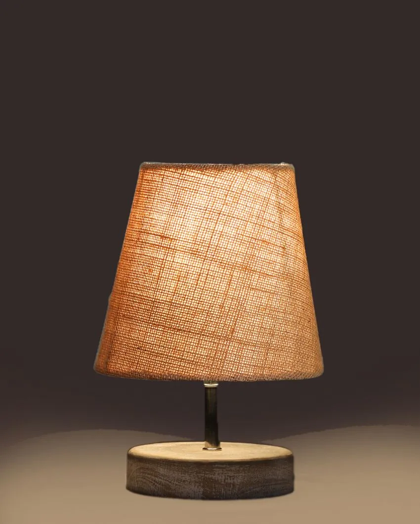 Antique Jute Round White Brushed Wood Table Lamp | Multiple Colors | 6 x 8 inches