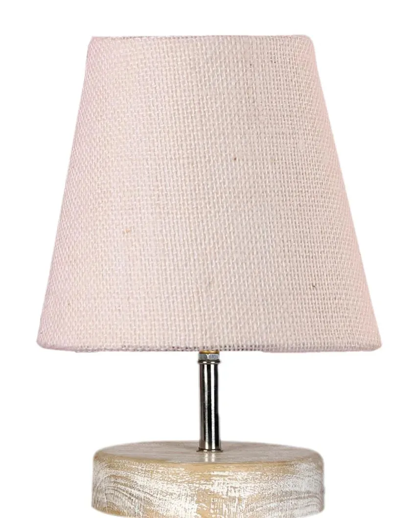 Antique Jute Round White Brushed Wood Table Lamp | Multiple Colors | 6 x 8 inches