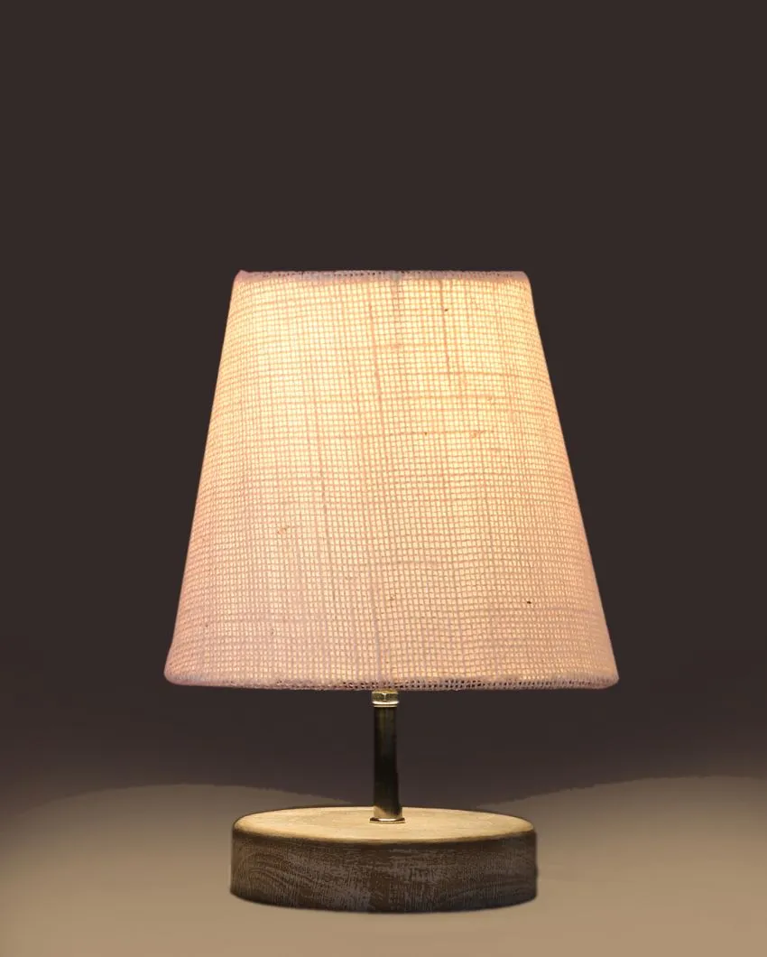 Antique Jute Round White Brushed Wood Table Lamp | Multiple Colors | 6 x 8 inches