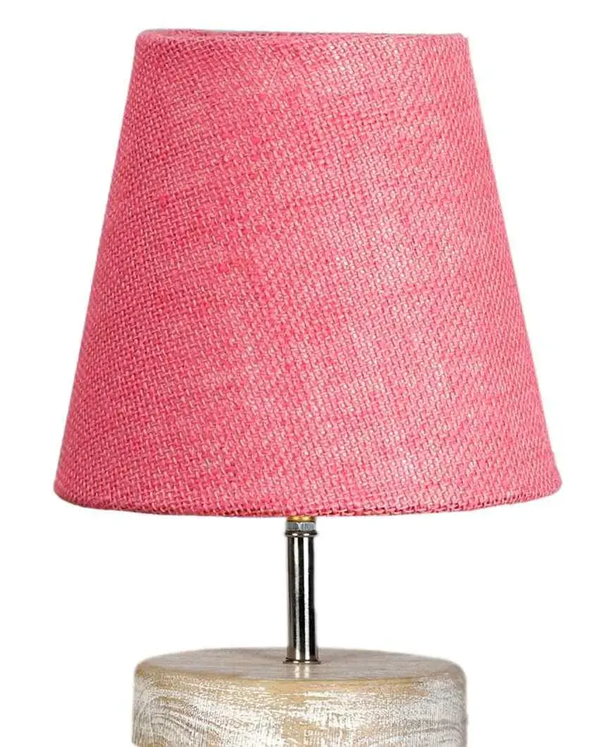 Antique Jute Round White Brushed Wood Table Lamp | Multiple Colors | 6 x 8 inches