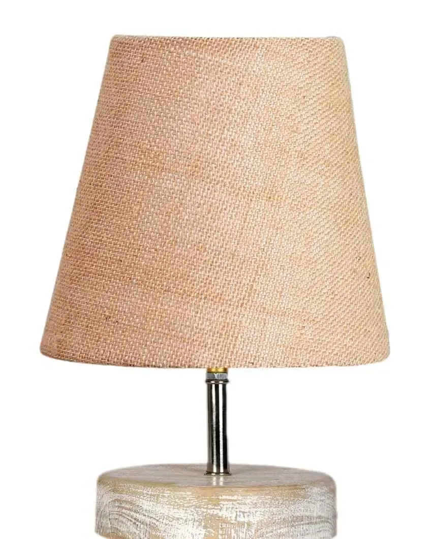 Antique Jute Round White Brushed Wood Table Lamp | Multiple Colors | 6 x 8 inches