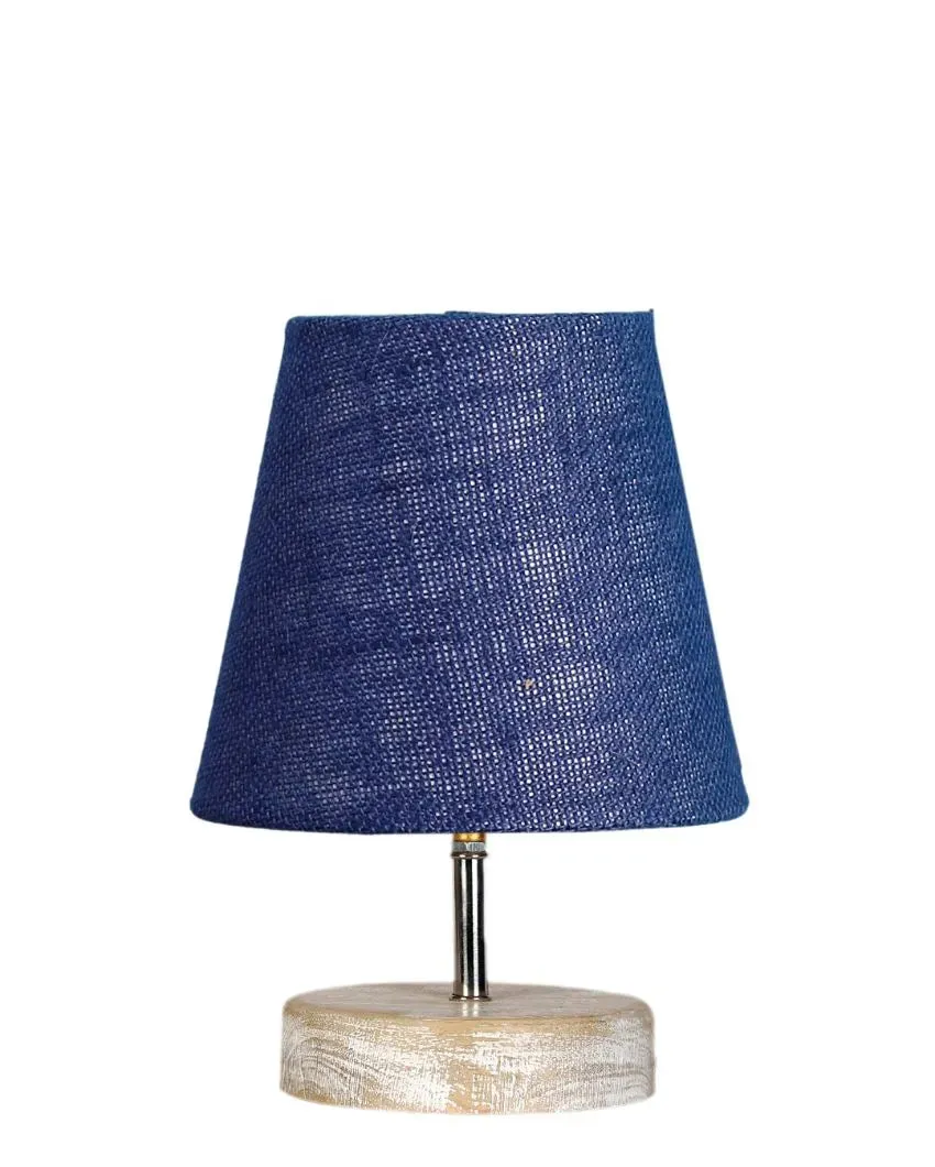 Antique Jute Round White Brushed Wood Table Lamp | Multiple Colors | 6 x 8 inches