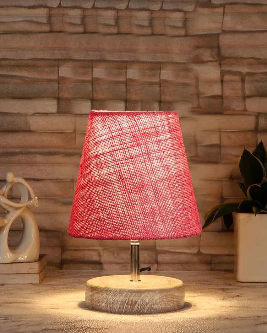 Antique Jute Round White Brushed Wood Table Lamp | Multiple Colors | 6 x 8 inches