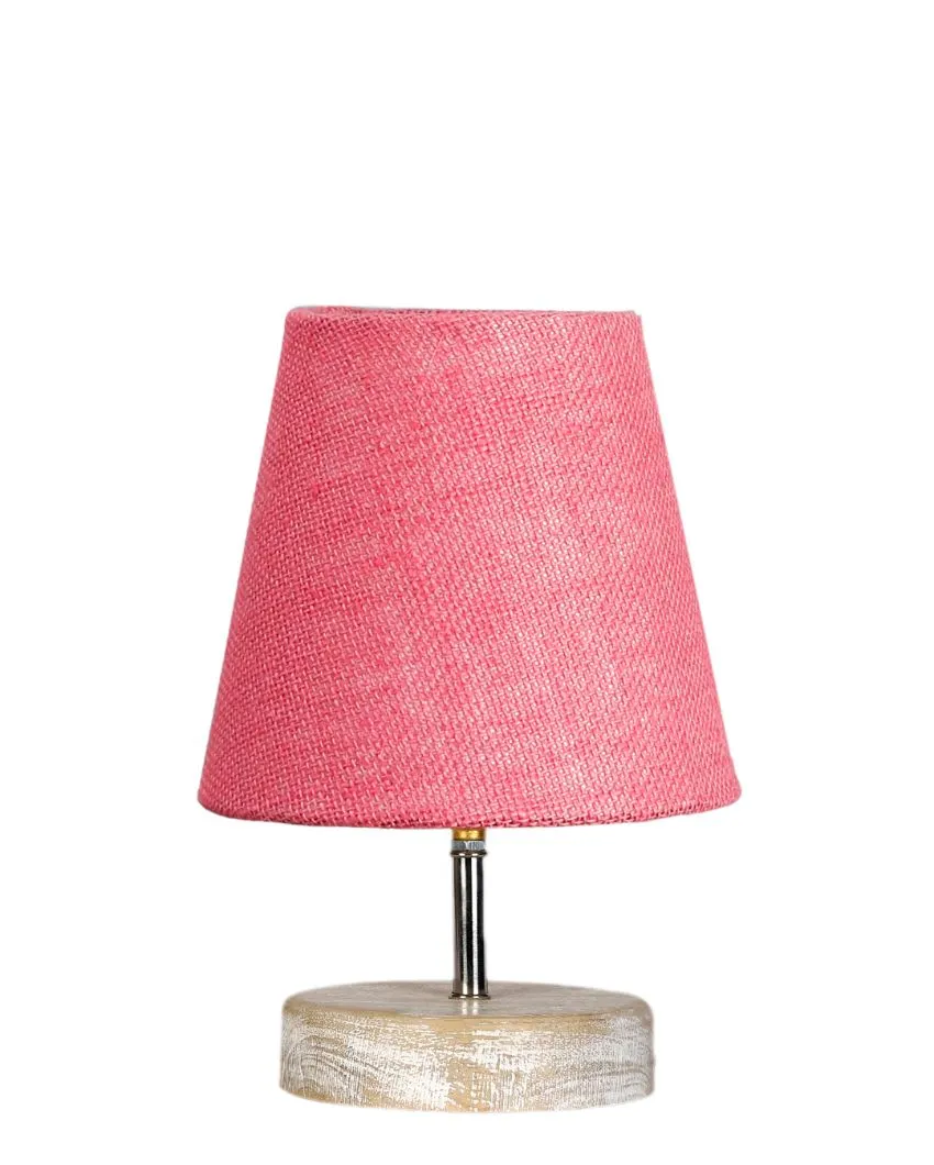 Antique Jute Round White Brushed Wood Table Lamp | Multiple Colors | 6 x 8 inches