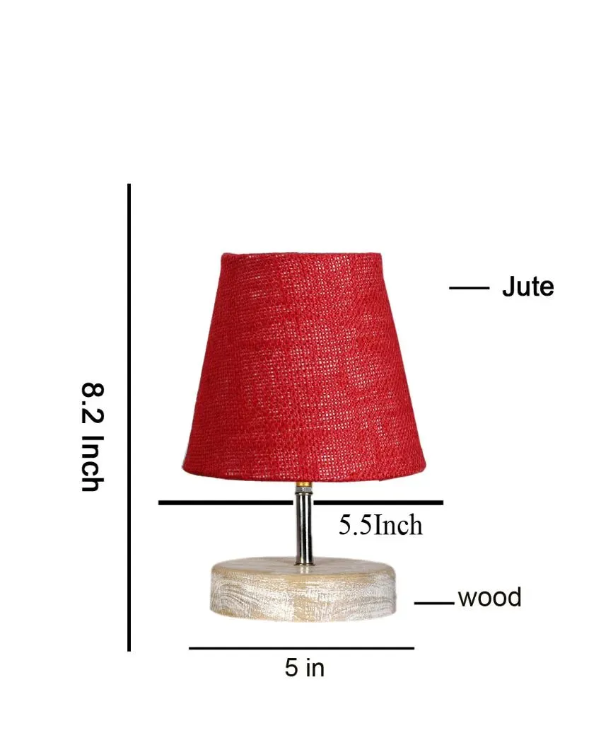 Antique Jute Round White Brushed Wood Table Lamp | Multiple Colors | 6 x 8 inches