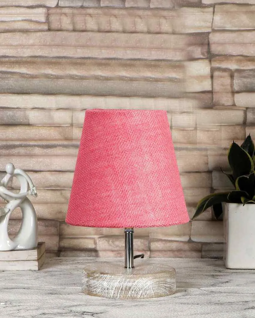 Antique Jute Round White Brushed Wood Table Lamp | Multiple Colors | 6 x 8 inches