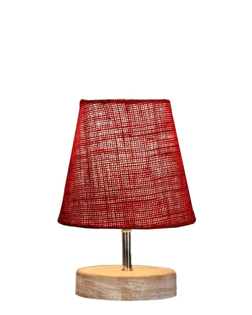 Antique Jute Round White Brushed Wood Table Lamp | Multiple Colors | 6 x 8 inches