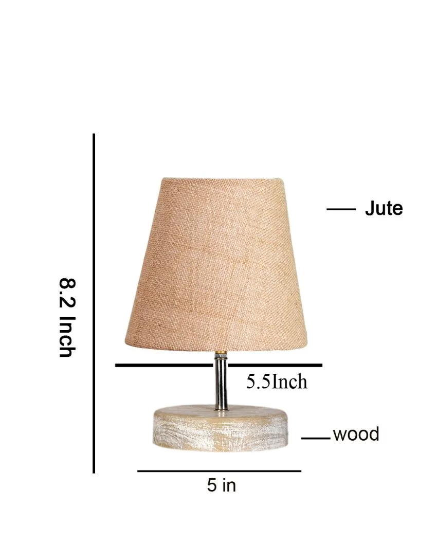 Antique Jute Round White Brushed Wood Table Lamp | Multiple Colors | 6 x 8 inches