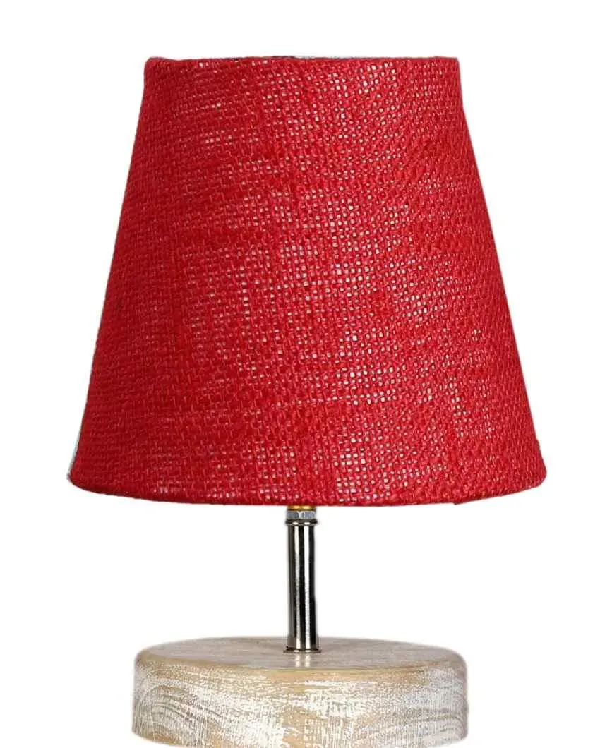 Antique Jute Round White Brushed Wood Table Lamp | Multiple Colors | 6 x 8 inches