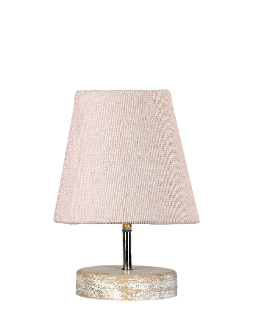 Antique Jute Round White Brushed Wood Table Lamp | Multiple Colors | 6 x 8 inches