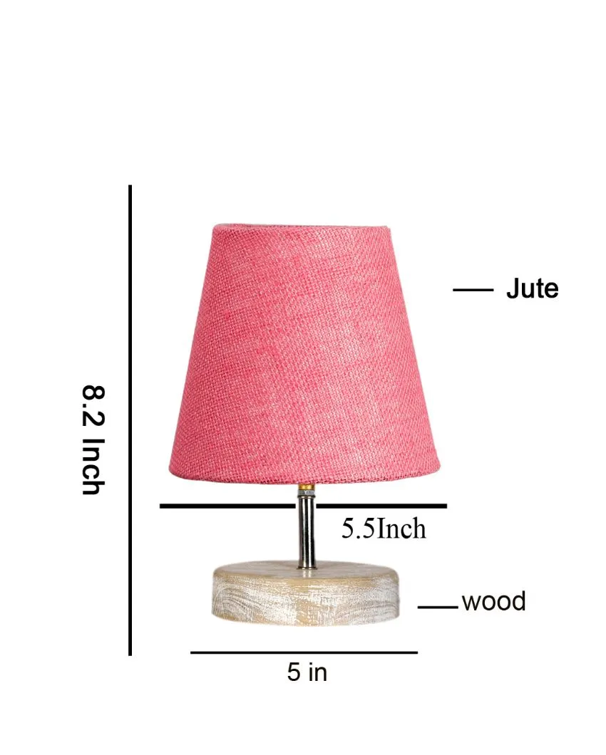 Antique Jute Round White Brushed Wood Table Lamp | Multiple Colors | 6 x 8 inches