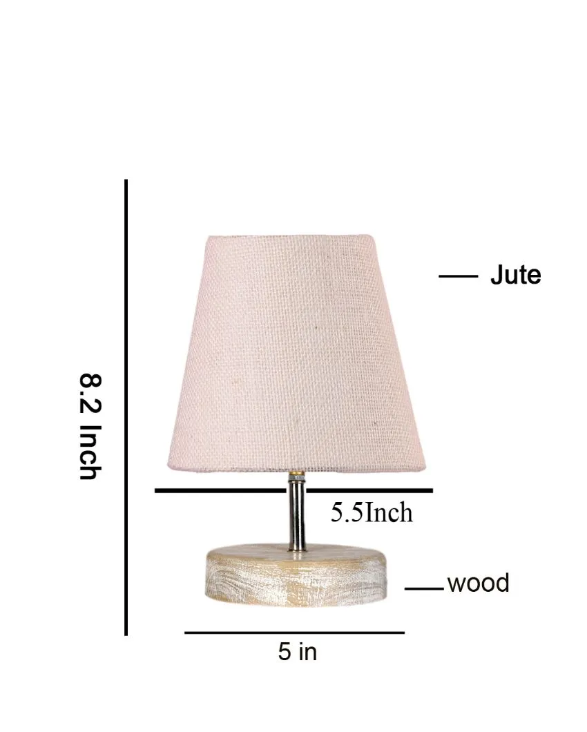 Antique Jute Round White Brushed Wood Table Lamp | Multiple Colors | 6 x 8 inches