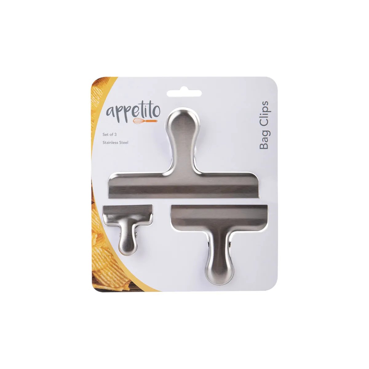 Appetito Bag Clips Stainless Steel Set of 3