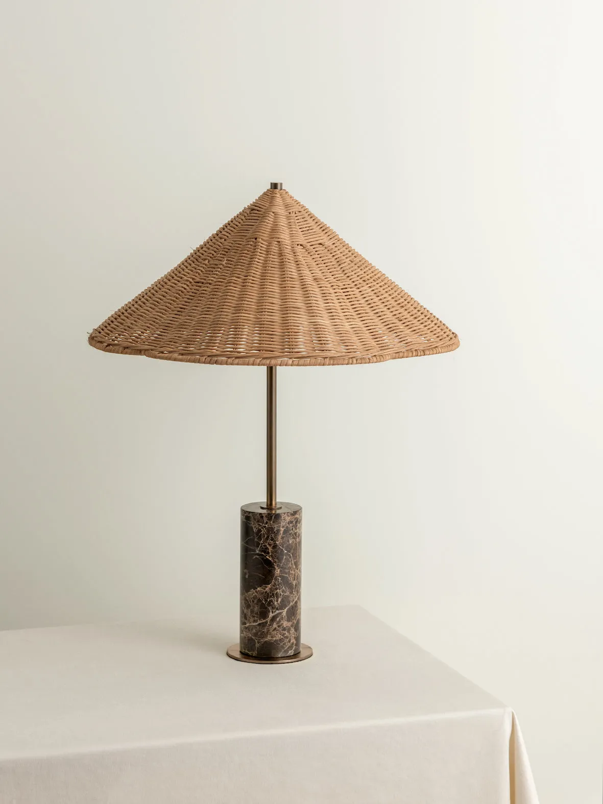 Ardini - 1 light rattan and brown marble table lamp