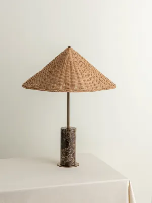 Ardini - 1 light rattan and brown marble table lamp