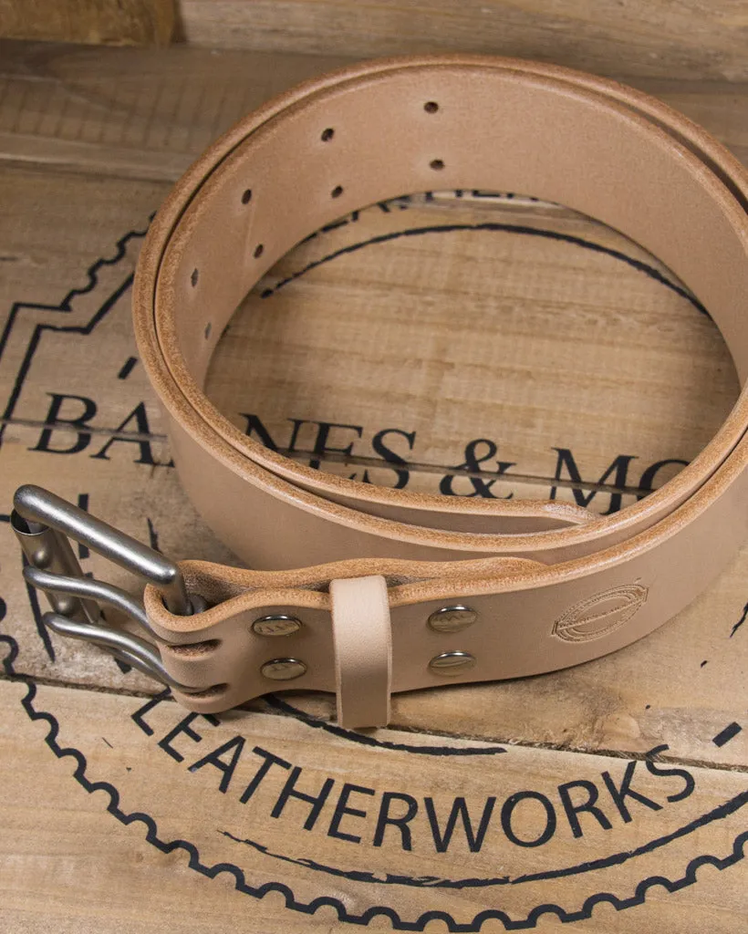 Barnes and Moore Harness Leather Heavyweight Belt - Natural / Nickel