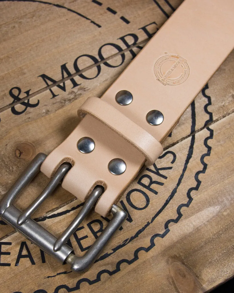 Barnes and Moore Harness Leather Heavyweight Belt - Natural / Nickel