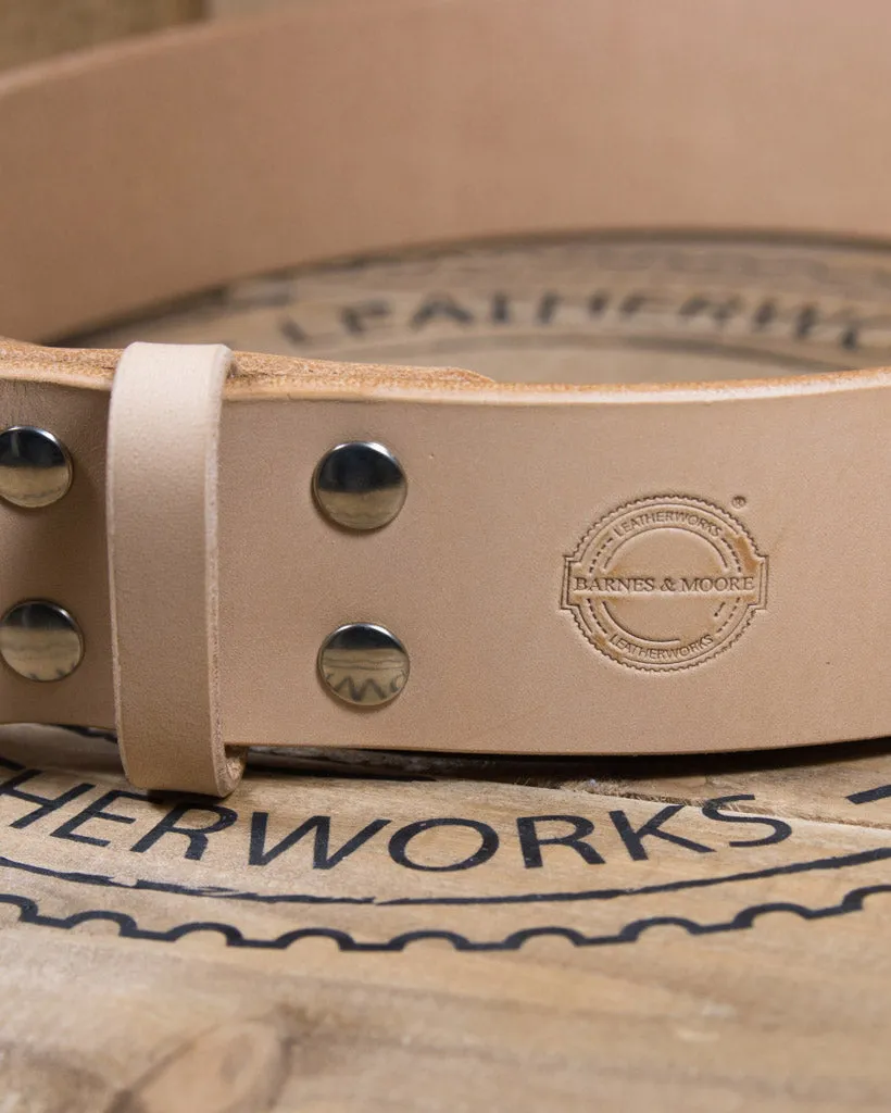 Barnes and Moore Harness Leather Heavyweight Belt - Natural / Nickel