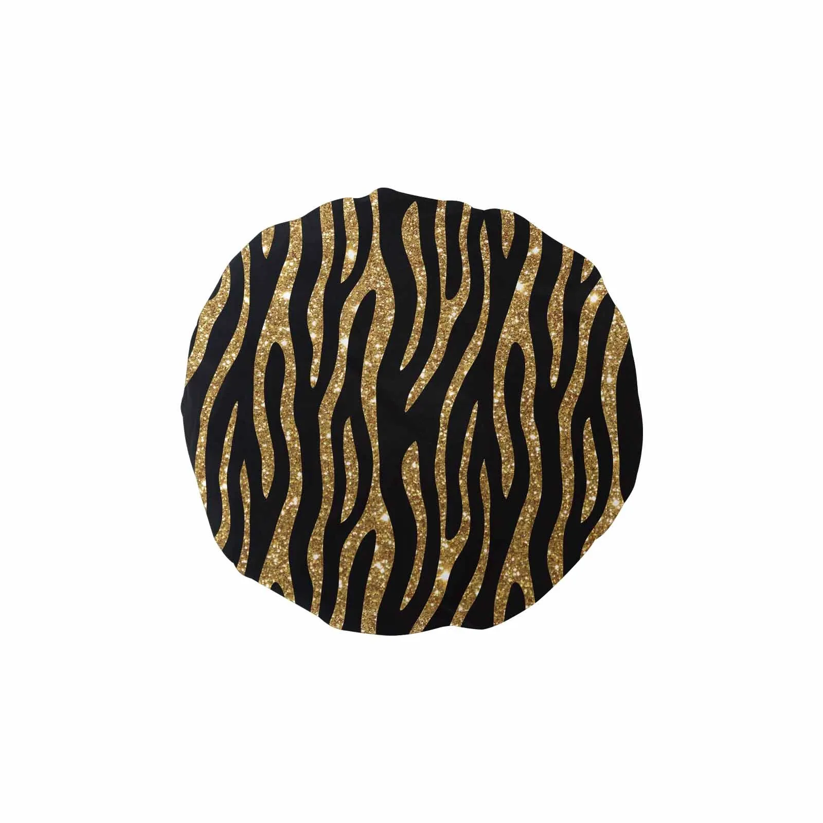 Black and Gold Glitter Leopard Print  Shower Cap