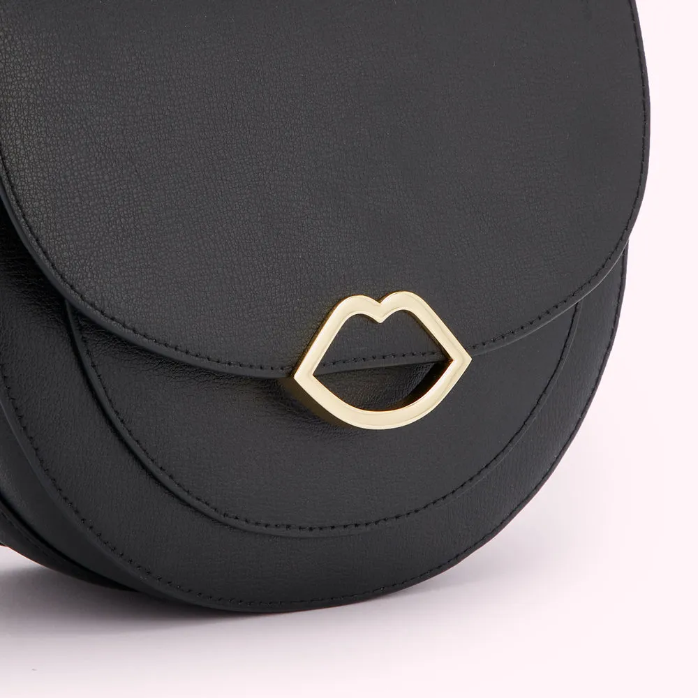 BLACK LEATHER ESME SADDLE BAG