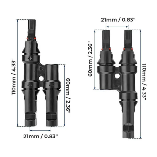 BougeRV Solar Branch Connectors Y Connector in Pair MMF FFM Parallel Connection (5 Pairs)