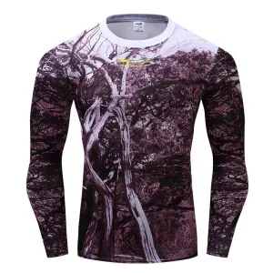 Camouflage Compression 'Wooded Camo' Long Sleeve Rashguard