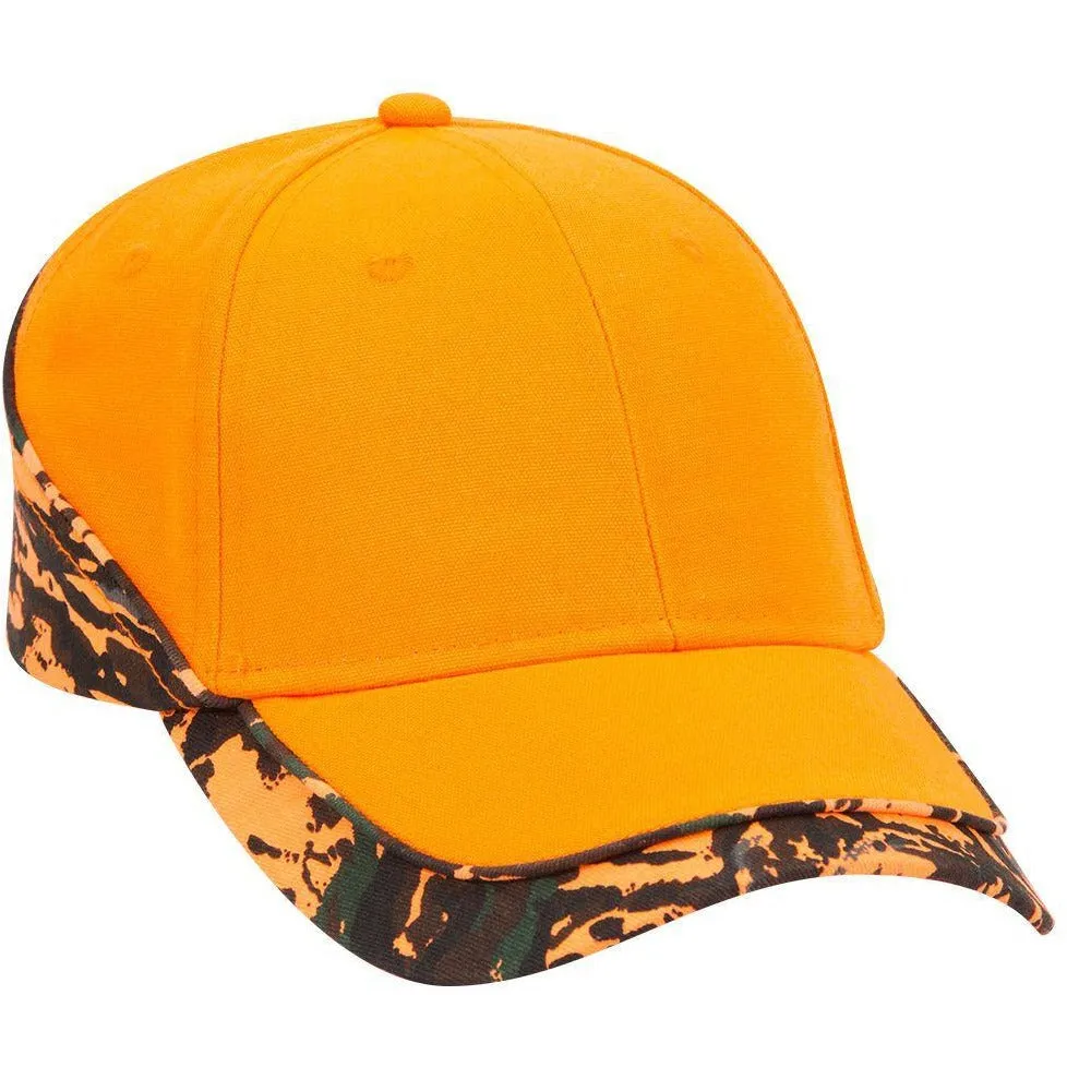 Camouflage Piping Design Brushed Cotton Blend Twill Six Panel Low Profile Baseball Cap