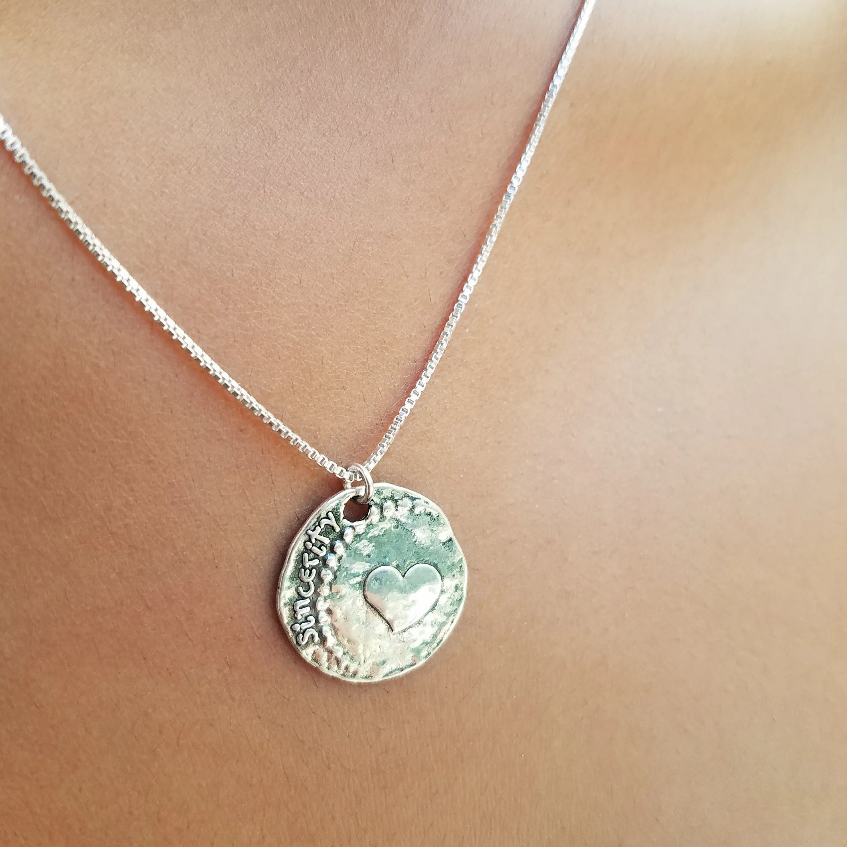 Coin Heart Silver Necklace