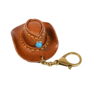 Cowboy Hat-Shaped Leather Keychain